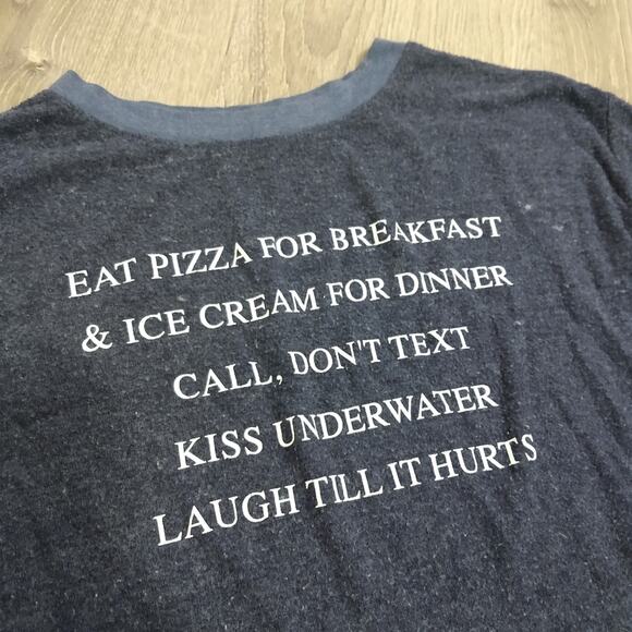 Wildfox "Day Off List" Oversized Blue Sweater Size XS | Eat Pizza For Breakfast - Picture 3 of 7